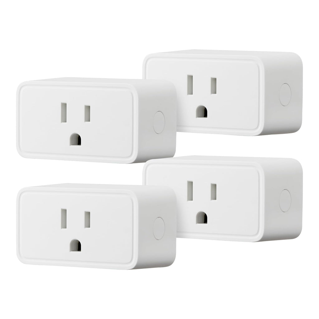 Basics Smart Plug, Works with Alexa Only, Voice Control, Remote APP Control, Schedule, Compact Design, Versatile, 2.4 GHz Wi-Fi, No Hub Required, 4-Pack, White