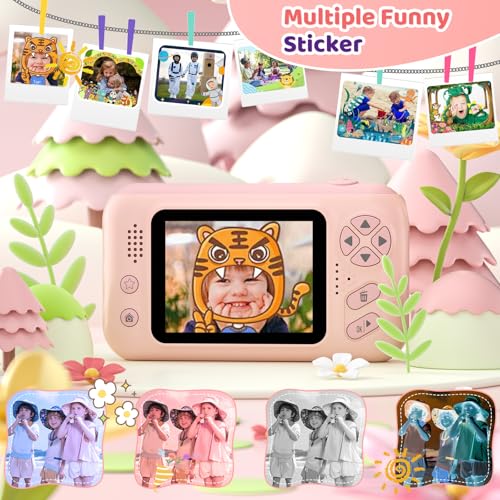 Makolle Kids Camera Toys for Girls 3-12 Year Old,Toddler HD Digital Video Camcorder Camera with Tripod,Children Chritmas Birthday Gift with 32GB SD Card-Pink