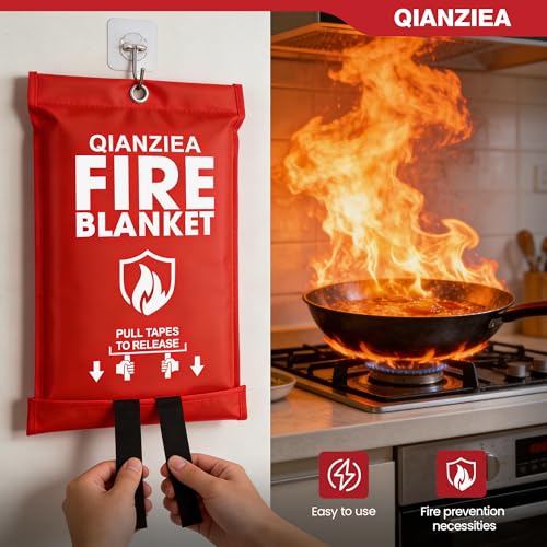 Fire Blanket,2 Pack,40"x40" Fire Blankets Emergency for Home and Kitchen