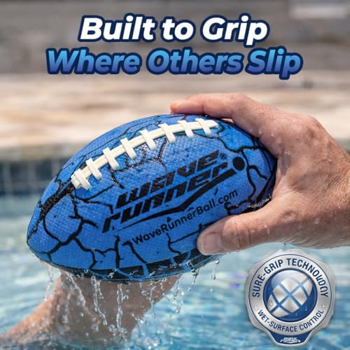 Wave Runner Water Football for Pool and Beach | Waterproof Football for Outdoor Games for Adults, Teens, and Kids - Lightweight Pool Toys, Easy Wet Grip, Outdoor Summer Toy