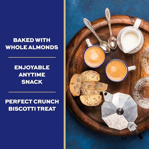La Dolce Vita Classic Almond Italian Biscotti Cookie Snacks with Whole Almonds, 40 oz. Jar, 30 Servings (Pack of 1)
