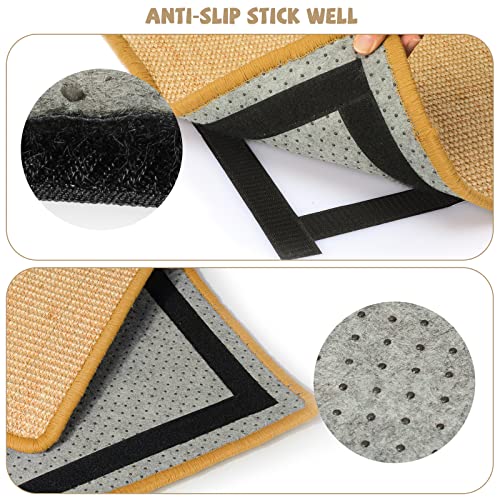 Graciadeco Carpet Cat Scratching Mat Sisal, 2 Packs Sisal Fabric Large 23.6" x 15.7" Scratching Pad for Indoor Cats with Adhesive Hook Loop Tape, Cat Scratching Rug Wall Scratchers for Indoor