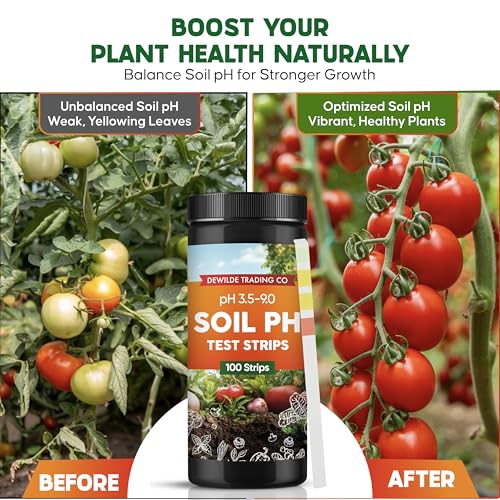 Soil pH Paper Test Kit – 100 Tester Strips (3.5-9 Range) – Use for Testing Garden Home Lawn Grass Vegetable Gardening Dirt Yard Compost Outdoor and Indoor Plants