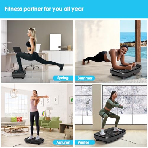 SoftGym Vibration Plate Exercise Machine for Lymphatic Drainage,Power Vibrate Stand Shake Board 450 Lbs Capacity Whole Body Workout Waver with Fitness Resistance Bands Weight Loss Gifts for Women Men