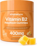 kindnature Vitamin B2 Gummies - Riboflavin 400mg Supplement for Kids & Adults - Non-GMO, Soy & Gluten-Free, Vegan Chewable Gummies (30 Day Supply)