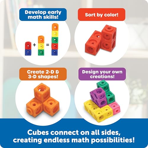 Learning Resources MathLink Cubes - Set of 100 Cubes, Ages 5+ Kindergarten, STEM Activities, Math Manipulatives, Homeschool Supplies, Teacher Supplies
