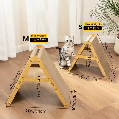 Conlun Cat Scratcher Cardboard with Wood Frame, 3-in-1 Vertical & Horizontal Scratching Pad, Reversible Cat Scratch Board, Durable Furniture Protector for Kittens & Small Cats