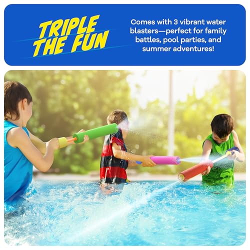 Water Guns For Kids - Outdoor Water Toys - Pool Toys for Kids Ages 4-8, 6-8, 8-10, 8-12 - Squirt Gun Blaster - Pool Games - Backyard Summer Party Activities - Kid Swim Toy for Girls, Boys, Teen - 3 Pk