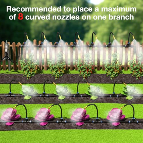 MIXC 100Ft 1/4" Drip Irrigation System,2026-Upgrade Garden Irrigation Kit with 16pcs Adjustable Copper Nozzles,Atomizing Watering System for Outdoor Plants,Raised Bed,Yard,Potted Plant,Lawn