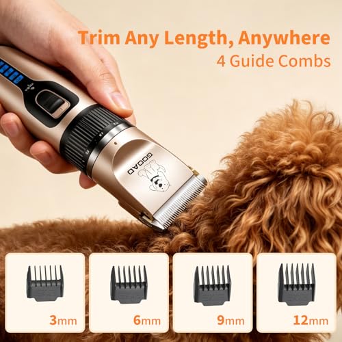 Dog Clippers for Grooming,Dog Grooming Kit for Heavy Thick Hair&Coats/Low Noise Rechargeable Cordless Hair Trimmer/Pet Shaver with Paw Trimmer for Small & Large Dogs Cats