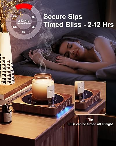 House Gem Mug Warmer - 36W Coffee Mug Warmer for Desk with Temperature Display, 2-12Hrs Auto Shut Off, Smart Candle Warmer - Ideal Coffee Gifts Accessories Keep Beverages Coffee Warmer (Wood) (Wood)