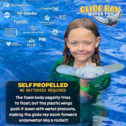 Swimming Pool Toys for Kids: Stingray Pool Torpedo Swim Toy - Self Propelled Water Toy Glides Underwater - Best Water Games & Outdoor Gifts for Boys & Girls - Diving Toys For Kids Ages 5 6 7 8 9 10 +