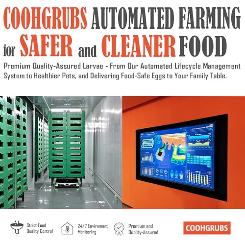 COOHGRUBS Black Soldier Fly Larvae for Chickens – 100% Natural Non-GMO Grubs, 85X More Calcium Than Dried Mealworms – Clean, Nutritious & Delicious High-Protein Poultry & Bird Treats, 10-lb Box
