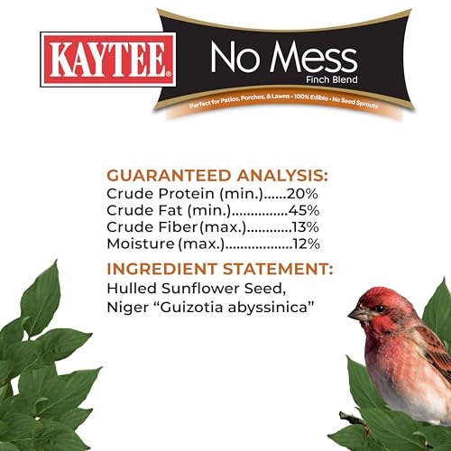 Kaytee No Mess Finch Seed and Nyjer Blend, Attracts Goldfinches, Chickadees, Junos, Finches and Other Wild Birds, 8 Pounds