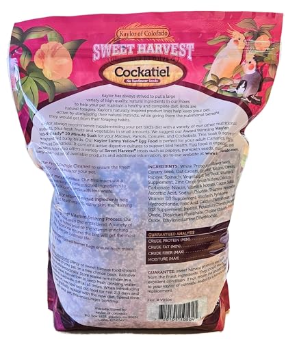 Cockatiel Bird Food (No Sunflower Seeds), 4 lbs Bag - Seed Mix for Cockatiels