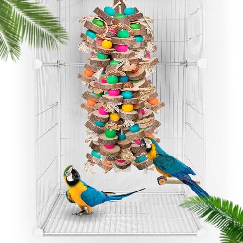 Extra Large Bird Parrot Toys- 19.7 inch Multicolored Natural Wooden Block Parrot Chewing Toy Suggested for Macaws cokatoos, African Grey and a Variety of  Parrots. (Large Size)