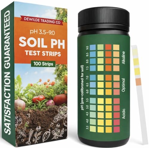 Soil pH Paper Test Kit – 100 Tester Strips (3.5-9 Range) – Use for Testing Garden Home Lawn Grass Vegetable Gardening Dirt Yard Compost Outdoor and Indoor Plants