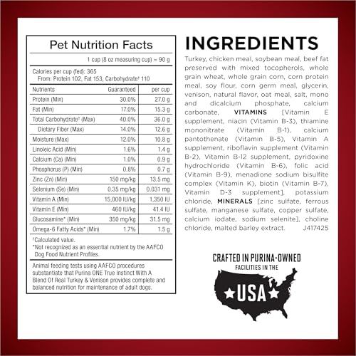 Purina ONE True Instinct With A Blend Of Real Turkey and Venison Dry Dog Food - 36 lb. Bag