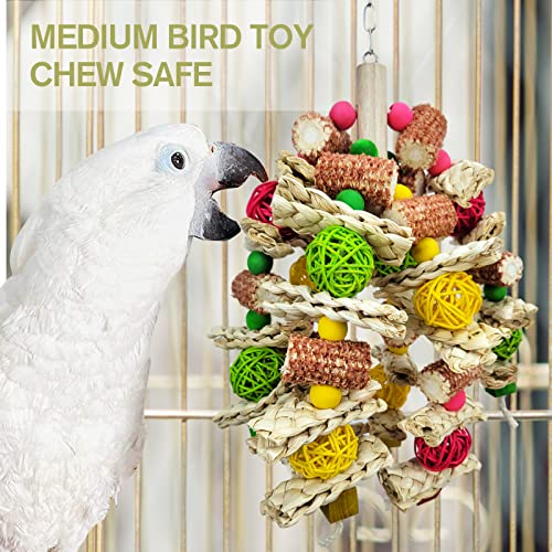 Cokliomc Parrot Toys, Natural Corncob Bird Chew Toys for Small and Medium Macaws, African Grey Parrots,  Parrots Bird Cage
