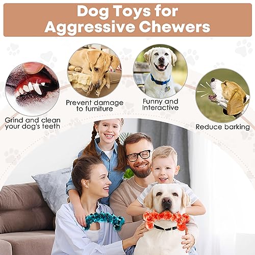 WOWBALA Dog Chew Toys for Aggressive Chewers - 2 Pack Dog Toys for Large Dogs, Tough Teeth Cleaning Chew Toy to Keep Them Busy for Medium & Large Dogs