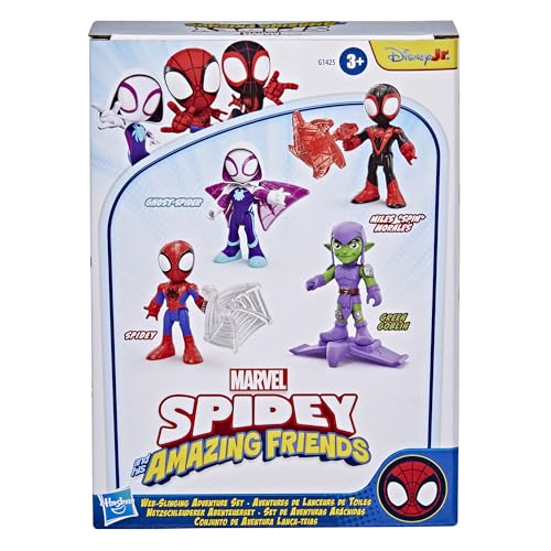 Marvel Spidey and His Amazing Friends Web-Slinging Adventure Set, 3-Inch-Scale (7.6 cm) Action Figure Set, Spider-Man Toys for Kids Ages 3+ ( Exclusive)
