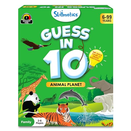 Skillmatics Guess in 10 Animal Planet, Card Game, Perfect for Boys, Girls, Kids, Teens, Adults Who Love Animals, Trivia Games, Travel Games, Screen-Free Fun, Gifts for Ages 6, 7, 8, 9, 10, and Up