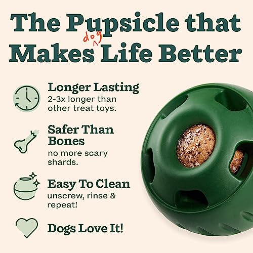 WOOF Pupsicle and Treat Tray - Long-Lasting Interactive Dog Ball Toy and Silicone Dog Treat Mold - Keep Your Pup Busy - Easy to Clean - Toys for Medium and Large Dogs 25-75 lbs