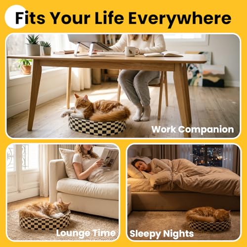 Conlun Cat Scratcher Cardboard,2 in 1 Oval Cat Scratch Pad Bowl for Indoor Kitty Grinding Claw,Round Kittens Scratching Board Corrugated Lounge Pet Beds&Furniture Protector for Sofas