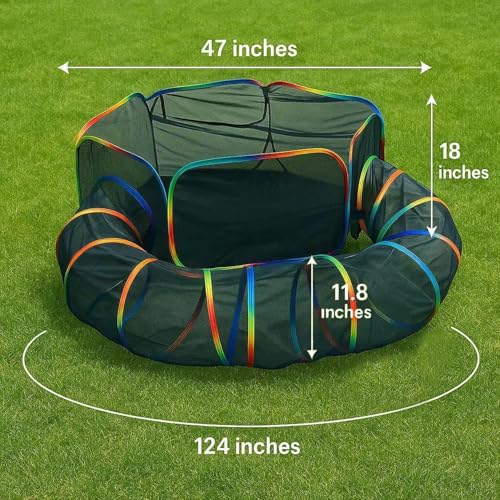 Portable Cat Enclosure - 2-in-1 Outdoor Catio with Tent & Tunnel, Foldable Playpen for Indoor Cats, Includes Storage Bag for Cats & Small Animals Rainbow Color