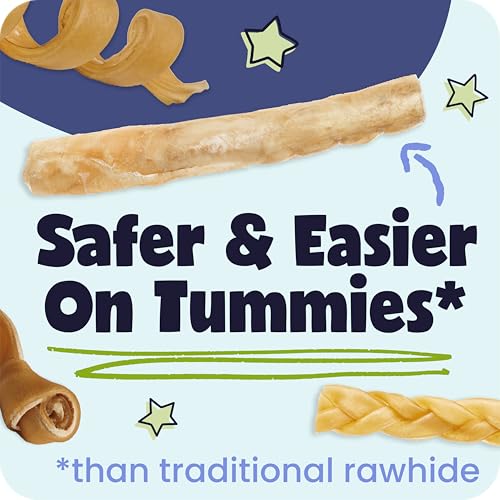Pawstruck Natural Large 10-13” Beef Collagen Braids for Dogs – Long-Lasting Rawhide & Bully Stick Alternative, with Chondroitin & Glucosamine – 3 Pack