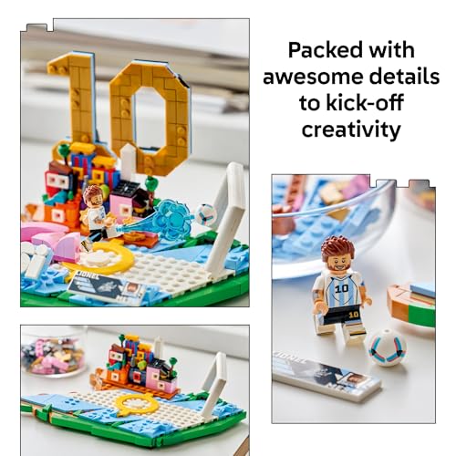 LEGO Editions Lionel Messi – Soccer Highlights - Building Set for Boys & Girls, Ages 10+ - Collectible Soccer Gift with Plaque - Kids Bedroom or Shelf Decor - 43011