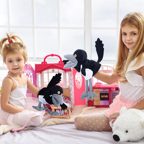 Steve and Maggie Plush Toy – Maggie Magpie Hand Puppet for Kids 1+, Soft Bird Puppet for Pretend Play, Nursery Rhymes & Learning, Interactive Toddler Toy for Easter Basket Stuffers (Small)