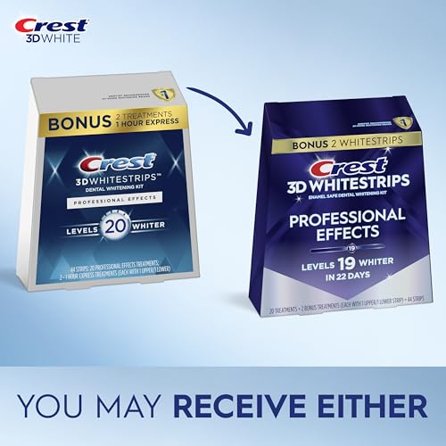 Crest 3D Whitestrips Professional Effects – Teeth Whitening Kit, 22 Treatments (20 + 2 Bonus), Each with 1 Upper/1Lower, 44 Strips – Crest 3DWhite Teeth Whitening Strips