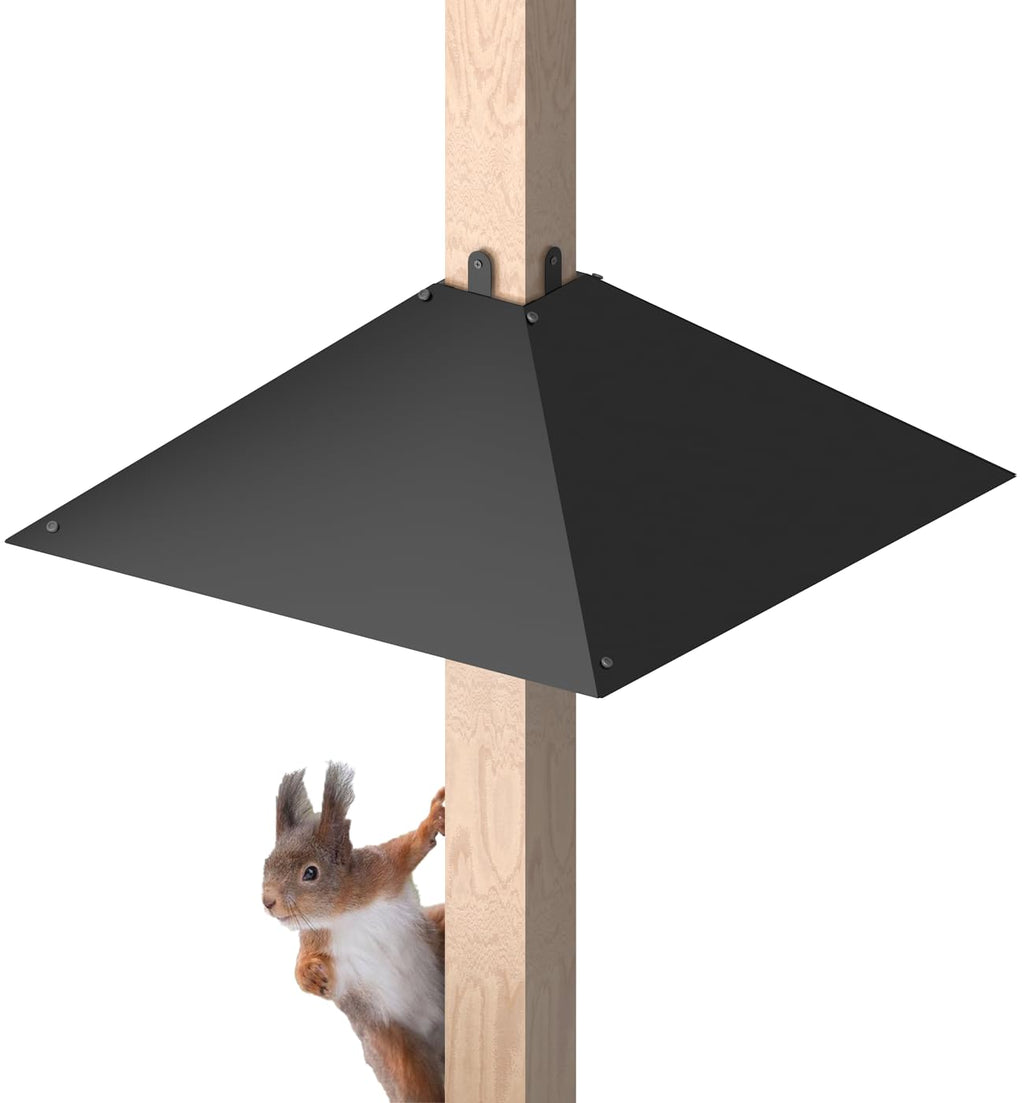 Queension Metal Squirrel Baffle for 4x4 Post, 17 Inch Squirrel Proof Baffles for Bird Feeder Poles, Outdoor Guard for Wooden Pole to Deter Raccoons from Bird Houses, 1 Pack