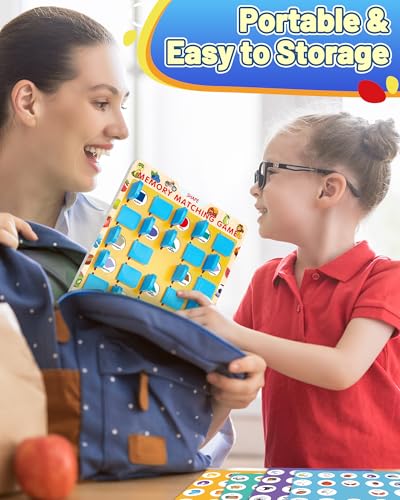 Matching Memory Game for Kids Ages 3-5 4-8, Board Games for 4-6, Car Airplane Camping Travel Toys Games Activities for 3-5 4-8, Toddler Kid Road Trip Essentials, Birthday Gifts for Kids Boys Girls