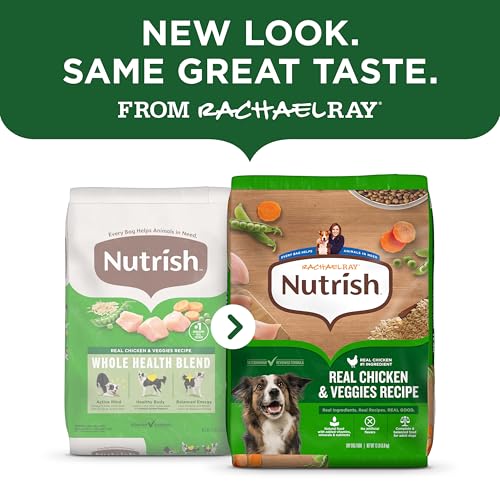 Nutrish Rachael Ray Adult Dry Dog Food Real Chicken & Veggies Recipe, 40 lb. Bag (Packaging May Vary)