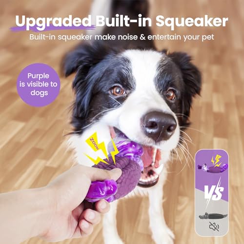 HGB Tough Dog Chew Toys for Aggressive Chewers, Squeaky Indestructible Dog Toy for Large Dogs to Keep Them Busy & Reduce Boredom for Small, Medium, Large Breed, Bacon Flavor
