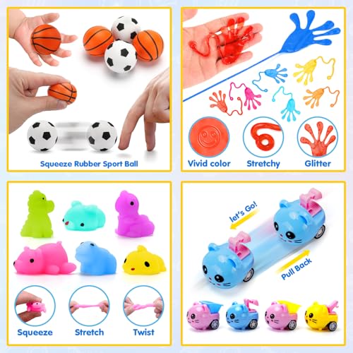 Totbit 102 Pcs Party Favors Toys for Kids 4-8 8-12 3-5, Treasure Chest Box Toys Classroom Carnival Prizes Small Bulk Pop Fidget Toys Pack Pinata Stuffers Birthday Gifts Goodie Goody Candy Bags Fillers