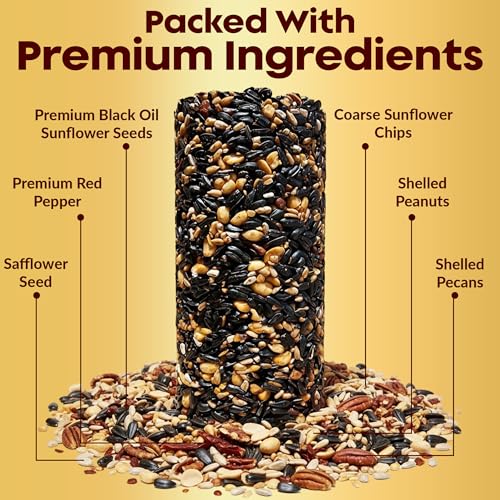 Hot Pepper Bird Seed Cylinders with Hole – Spicy Birdseed to Reduce Squirrels – Bird Seeds for Outside Wild Birds – No Mess Birdseed – Hot Birdseed with No Filler – All Natural, USA Made (4" x 7.75")