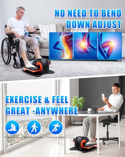 Putnen Under Desk Elliptical Machine, Electric Elliptical Leg Exerciser for Seniors with 12 Adjustable, Portable Quiet Elliptical Exercise Machine, Seated Pedal Exerciser with Remote Control