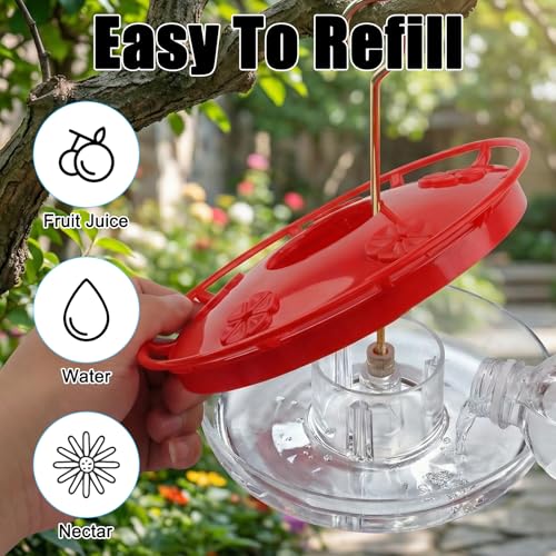 FEED GARDEN Hummingbird Feeders for Outdoors, 2 Pack 16oz Leak-Proof Dish-Style Nectar Feeder Built-in Ant Moat, 5 Feeding Ports, Wide Mouth Easy Clean, BPA-Free Garden Décor Gifts