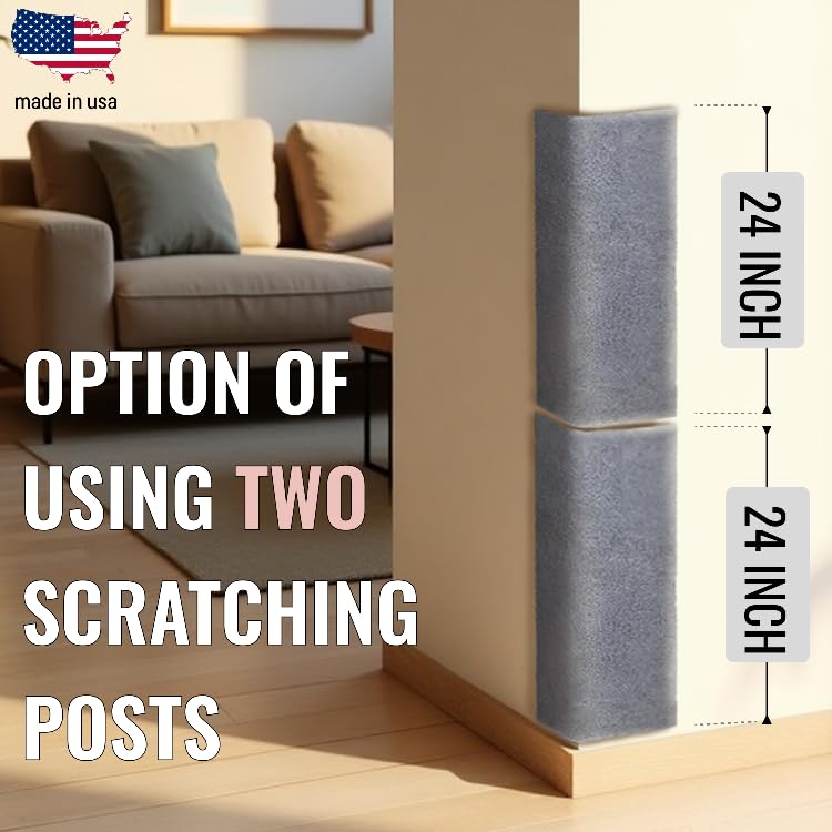 Wall Cat Scratcher – Stops Wall & Corner Scratching – Double-Sided Carpet Wall Mounted Cat Scratcher – Corner Cat Scratcher – Wall Scratchers for Indoor Cats