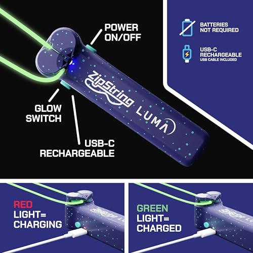 ZipString Luma - The Patented Glow-in-The-Dark Toy that Flies a Loop of String, Creates Endless Shapes and Tricks Built-in LED for Glowing Fun. Perfect STEM Gift for Kids & Adults. Wonderment Awaits