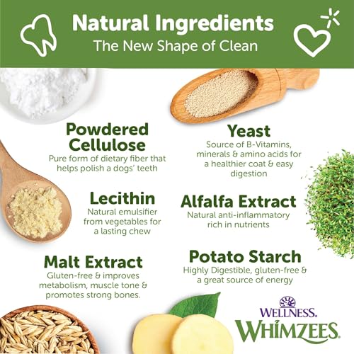 Whimzees Wellness Brushzees Natural Dog Dental Treat, VOHC Accepted Chews, Freshens Breath, Extra-Small Size, 12.7 oz Bag, 48 Count