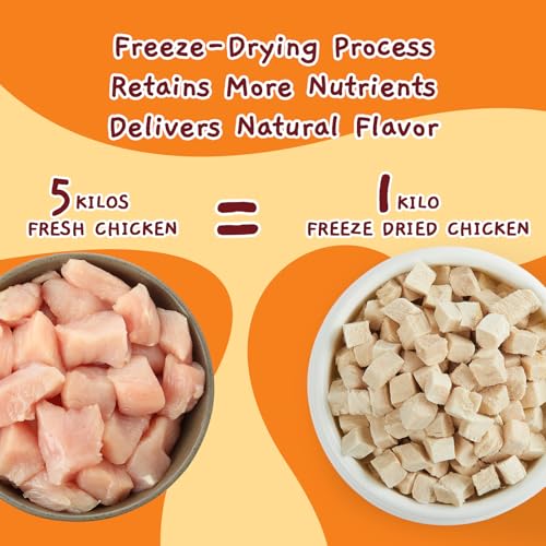 Jungle Calling Freeze Dried Chicken Cat & Dog Treats, Single Ingredient Chicken Bites for Cats & Dogs, High Protein Pet Training Treats, Edible Organic Food Topper, Approx 670 Pieces, 10.58 oz
