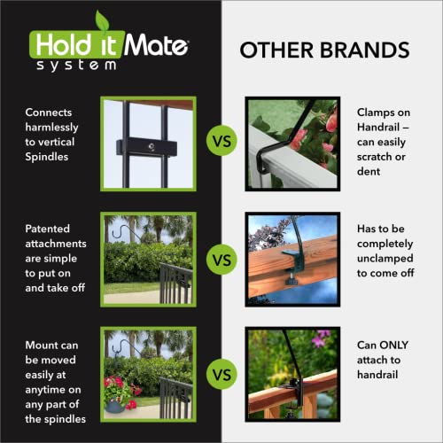 Hold It Mate Long Hook Kits Ideal for Bird Feeders, Lighter Flower Baskets, Chimes, etc. for Vertical Spindled Deck Railings Only (34" Upright) Heavy Duty Hanger