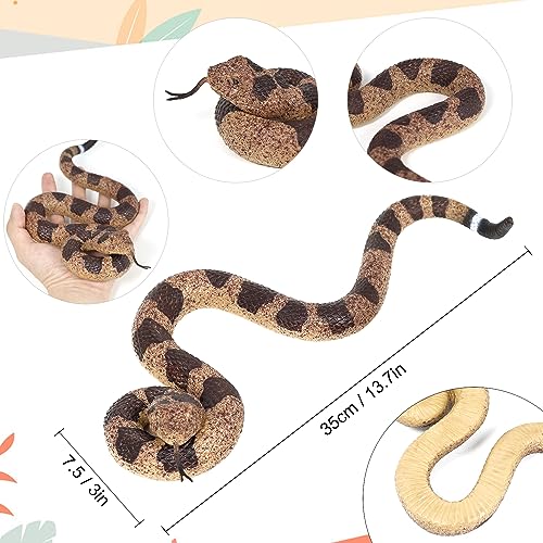 2Pcs Realistic Fake Snakes Toy Lifelike Rubber Rattlesnake Snake -to Keep Birds Away- Garden Plastic Scare Birds for Prank Stuff or Halloween Decorations Props