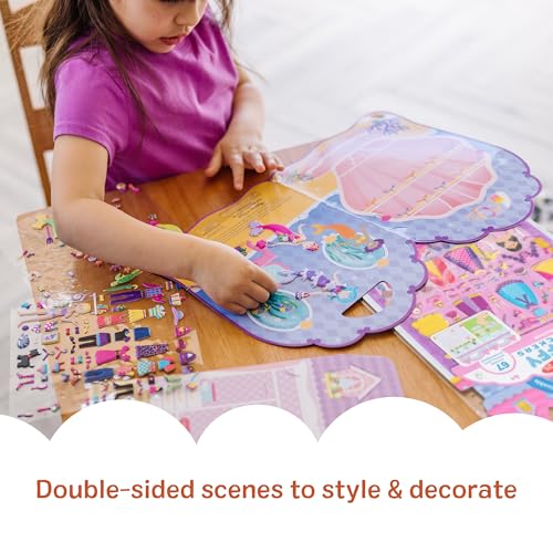 Melissa & Doug Puffy Sticker Activity Books Set of 3 – Dress-Up, Princess & Mermaid, with 208 Reusable Stickers and Fold-Out Scenes, Mess-Free Travel Toys for Kids Ages 4+ - FSC Certified
