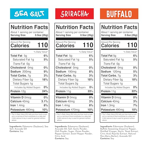The Only Bean Crunchy Roasted Edamame - Healthy Snacks for Adults and Kids (Variety Pack), Low Carb Keto Snack Food, Vegan Gluten Free High Protein Snacks (11g), Office Snack, 0.9oz 24 pack
