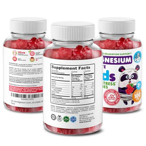 DR. MORITZ Sugar-Free Calm Magnesium Gummies for Kids and Adults - Non-GMO Magnesium Citrate Gummies - Raspberry Flavor - 2-Pack (60 Count)